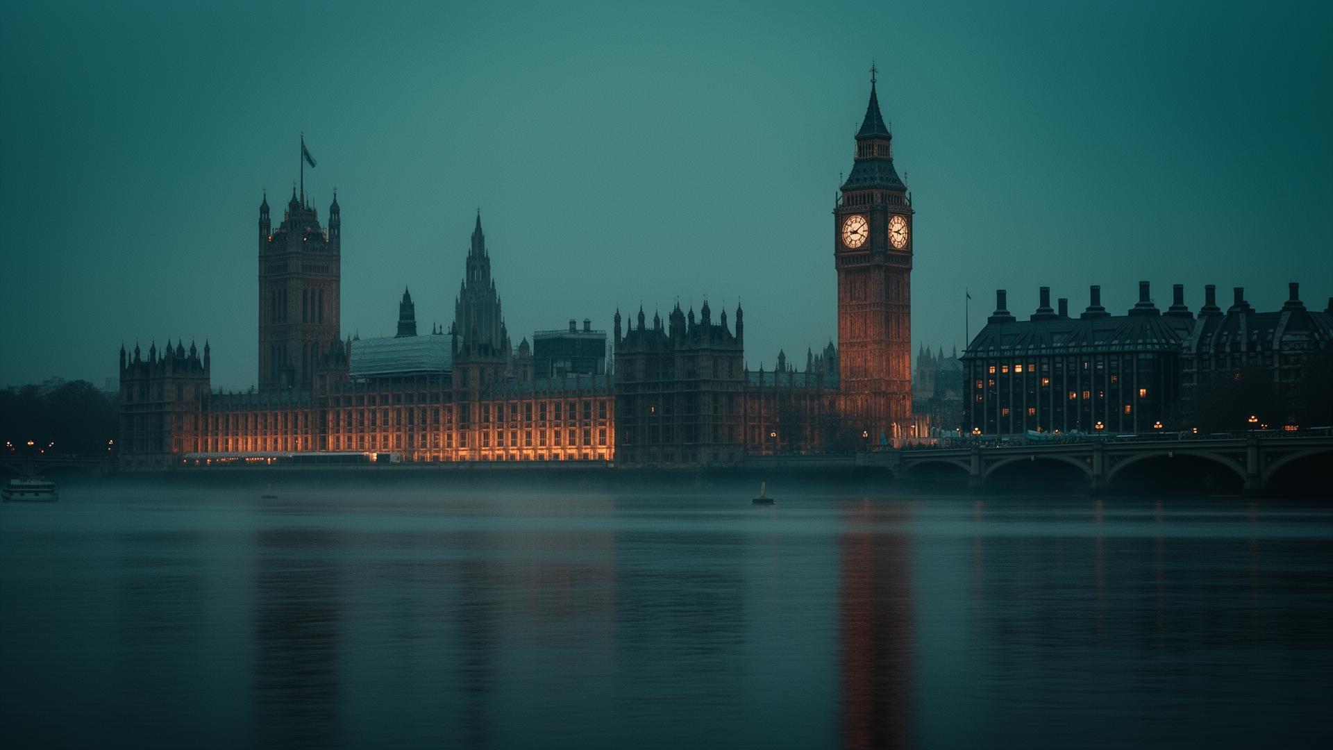 Houses of Parliament and Big Ben at dusk over the River Thames — where the Renters' Rights Act 2025 was passed